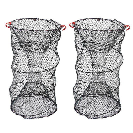2Pcs Crab Trap Bait Nets Shrimp Prawn Crayfish Lobster Bait Fishing Pot Cage Basket 22x11.8in