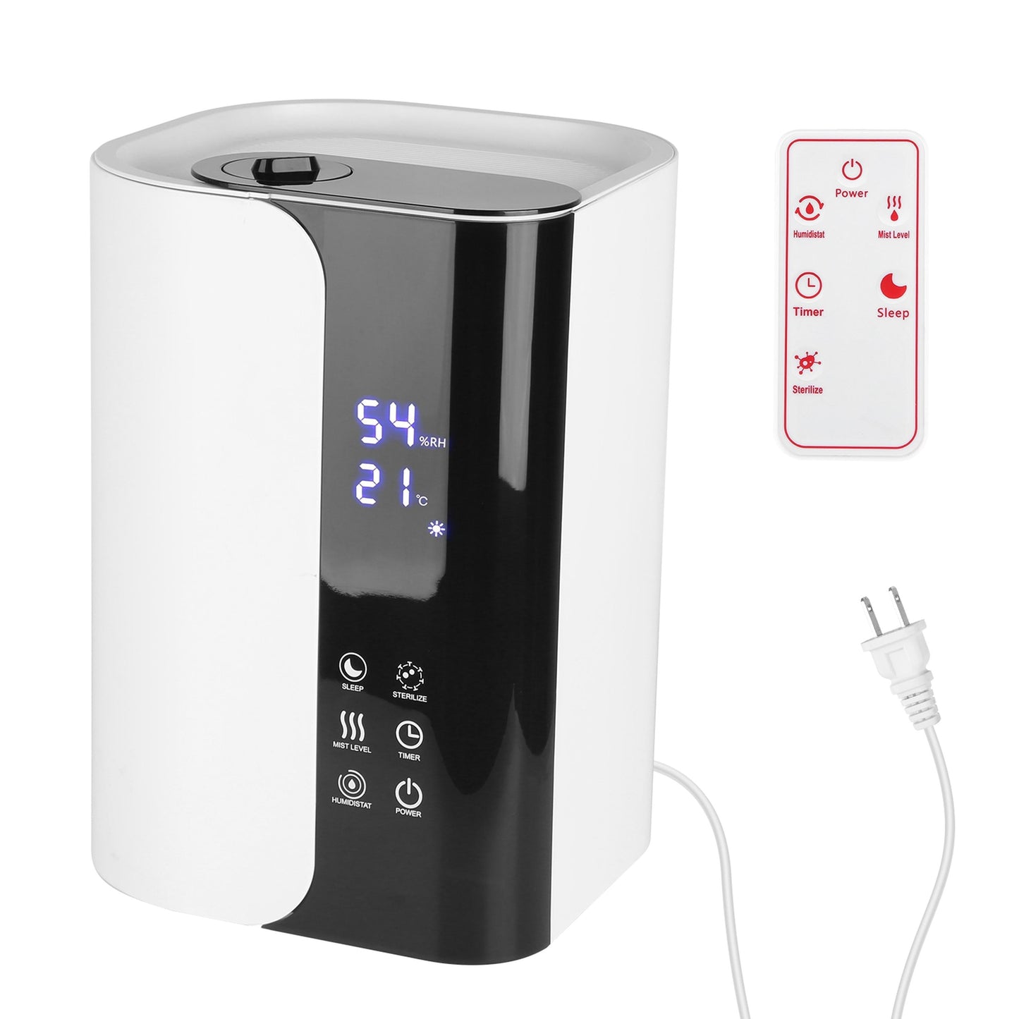 5L/1.32Gal Humidifiers Top Fill Cool Mist Humidifier with Essential Oils Diffuser Filter 360° Rotatable Outlet Nozzle 1-8 Hours Timer 1-3 Level Mist 4
