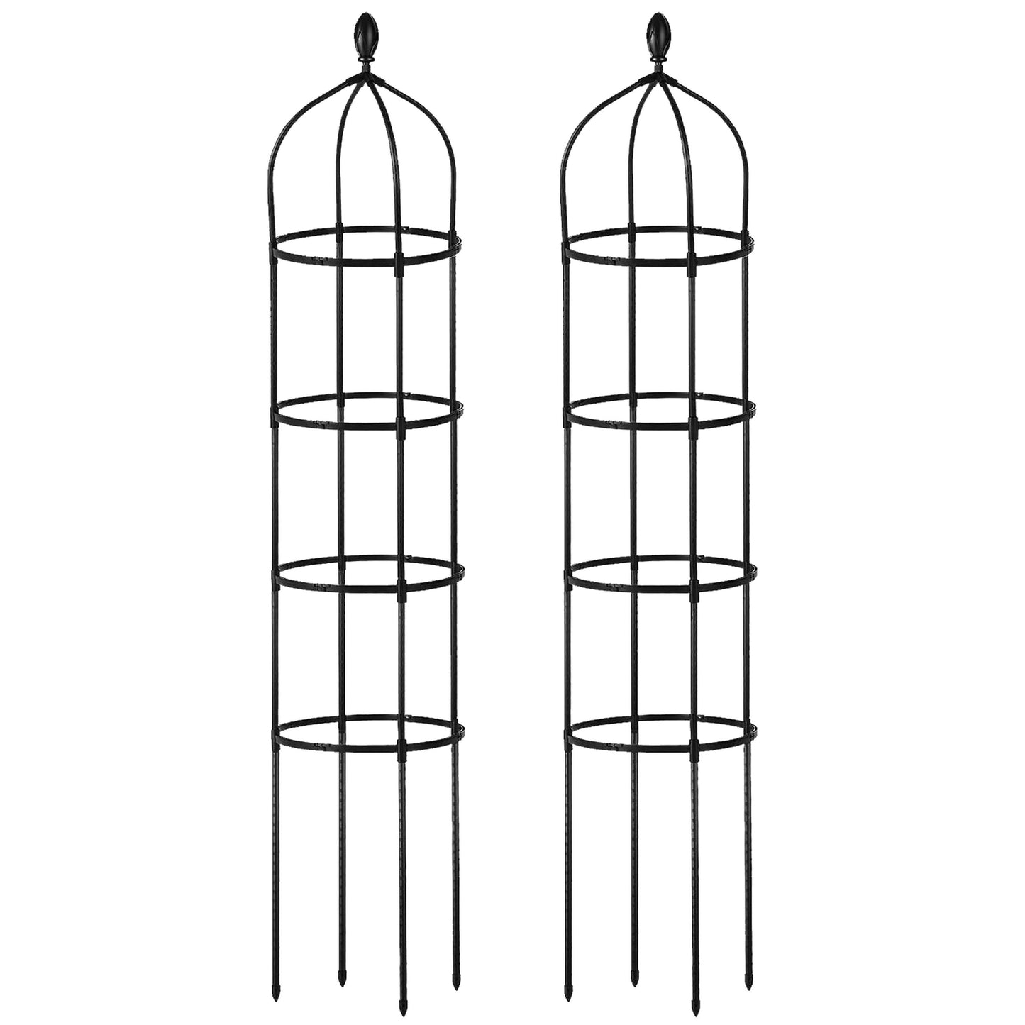 2 Packs Garden Obelisk Trellis 5.9FT Plants Tower for Climbing Plants Flower Vegetable Vine Support Rustproof Garden Plant Trellis Black