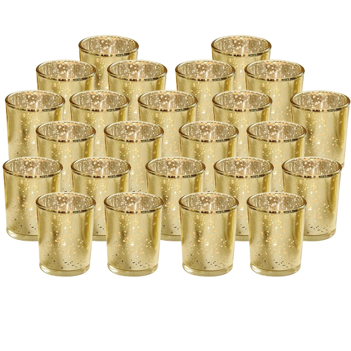 24Pcs Gold Votive Tealights Candle Holders Mercury Glass Shinny Candle Holders For Wedding Birthday Party Home Decoration Table Centerpiece