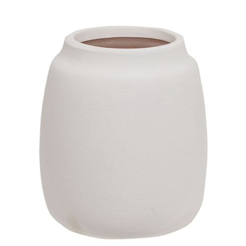 White Ceramic Wide Vase for Farmhouse Home Decor