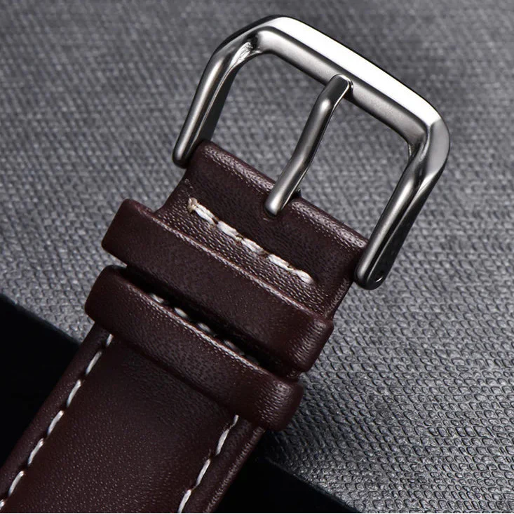 COROS Calfskin Leather Watch Band - Soft Wrist Strap with Silver Buckle
