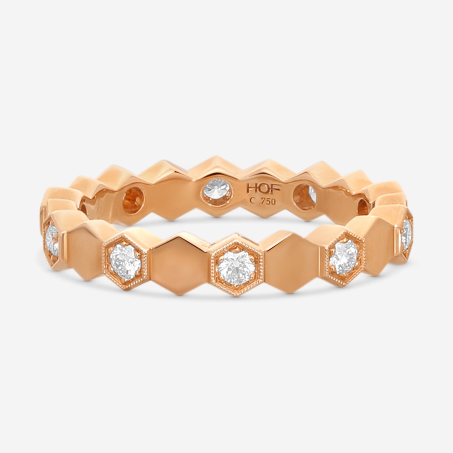 Hearts On Fire - 18K Rose Gold Hex Diamond .30 ct Eternity Band Ring HBAHEX8R-Z65-C