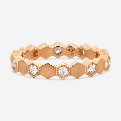 Hearts On Fire - 18K Rose Gold Hex Diamond .30 ct Eternity Band Ring HBAHEX8R-Z65-C