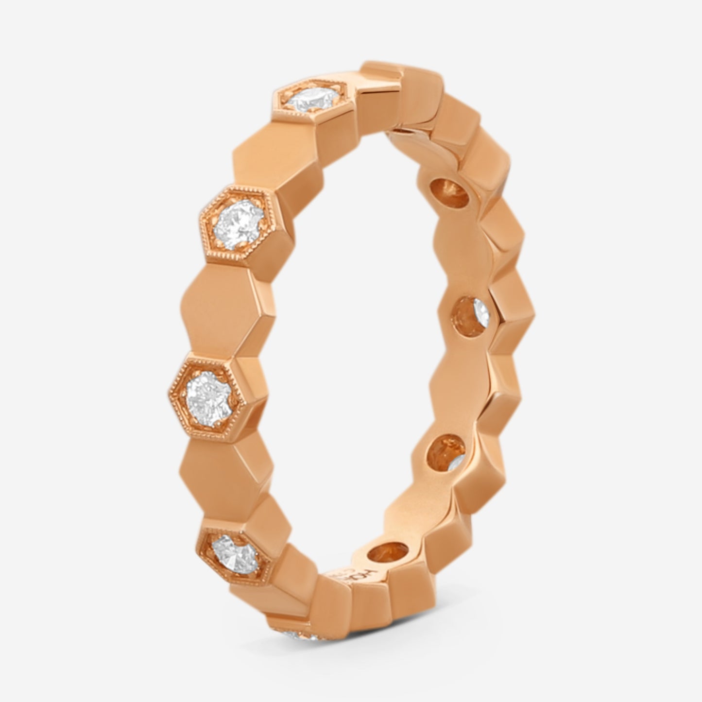 Hearts On Fire - 18K Rose Gold Hex Diamond .30 ct Eternity Band Ring HBAHEX8R-Z65-C