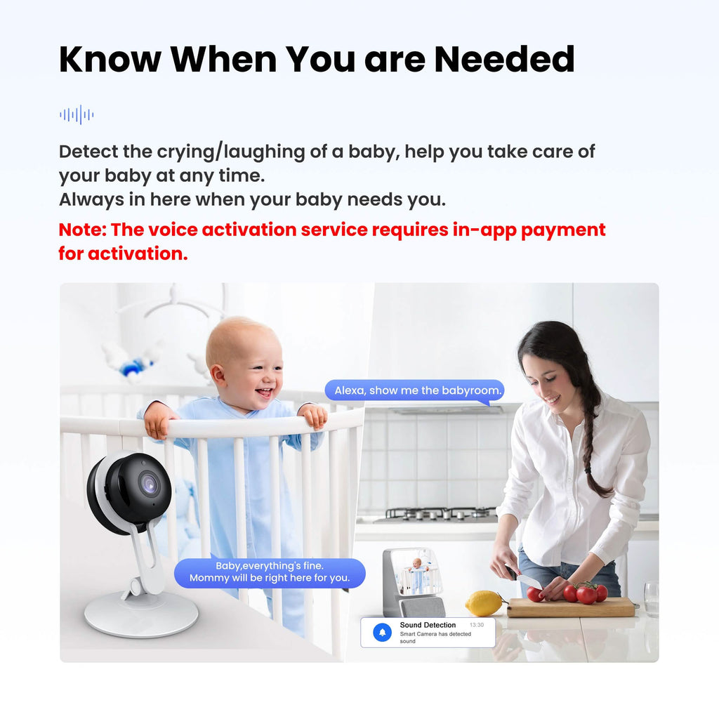 3MP Wireless Smart AI Home Security Camera – Two-Way Audio, Motion Detection, Night Vision