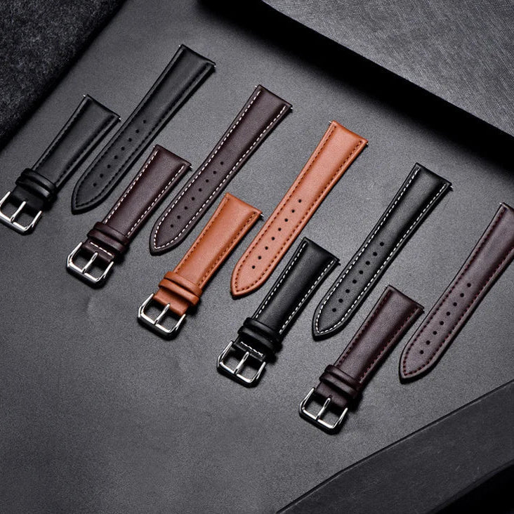 COROS Calfskin Leather Watch Band - Soft Wrist Strap with Silver Buckle