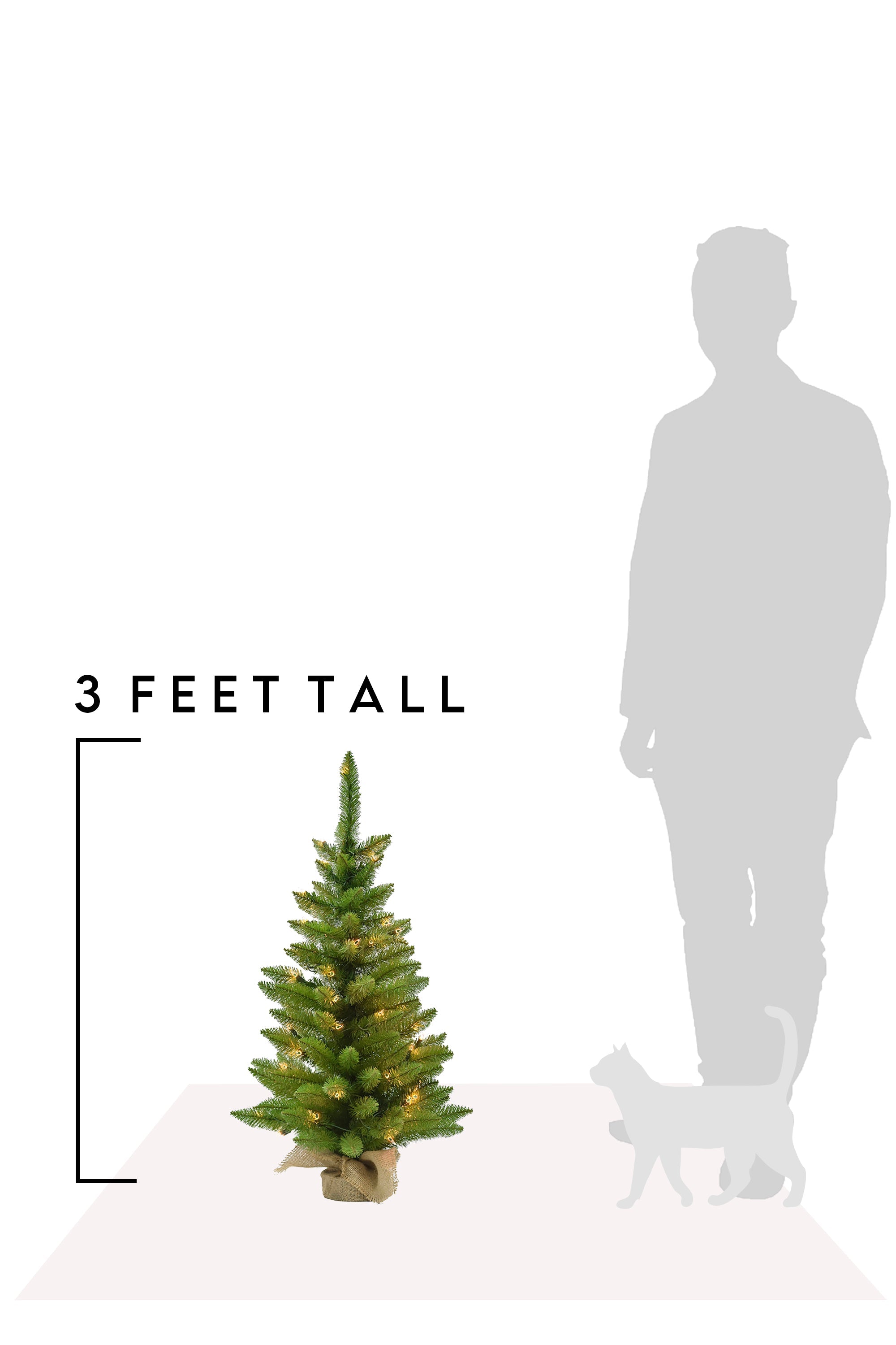 3' Prelit Tabletop Christmas Tree with Burlap Base