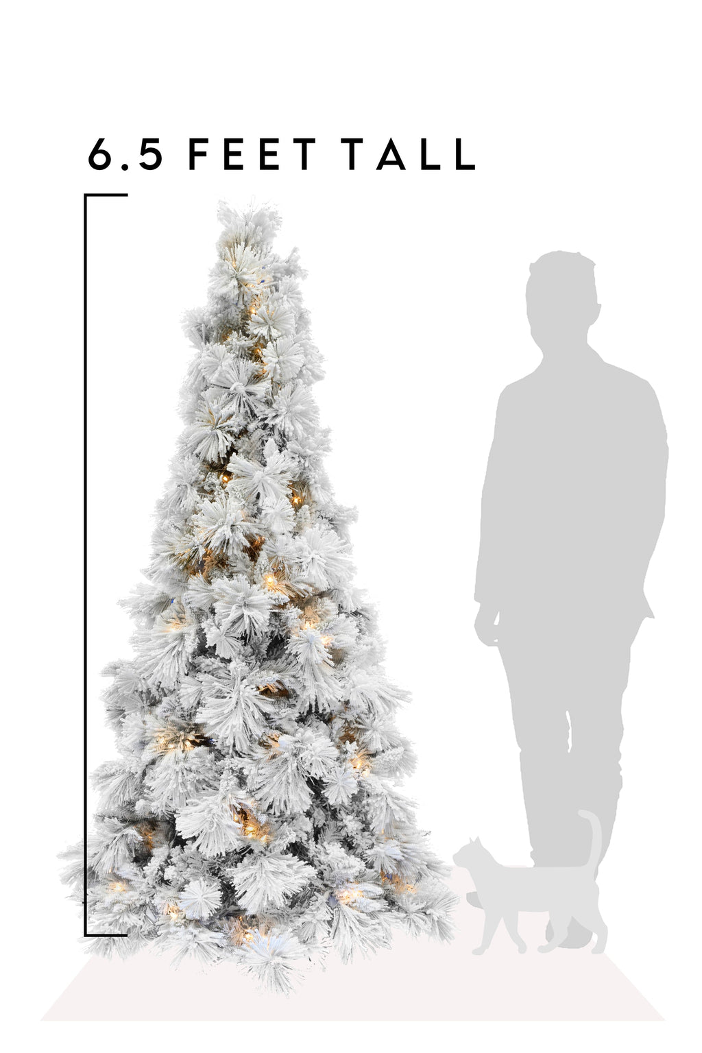 Pre-lit Slim Snow Flocked Atka Christmas Tree with Metal Stand and Instant Connect