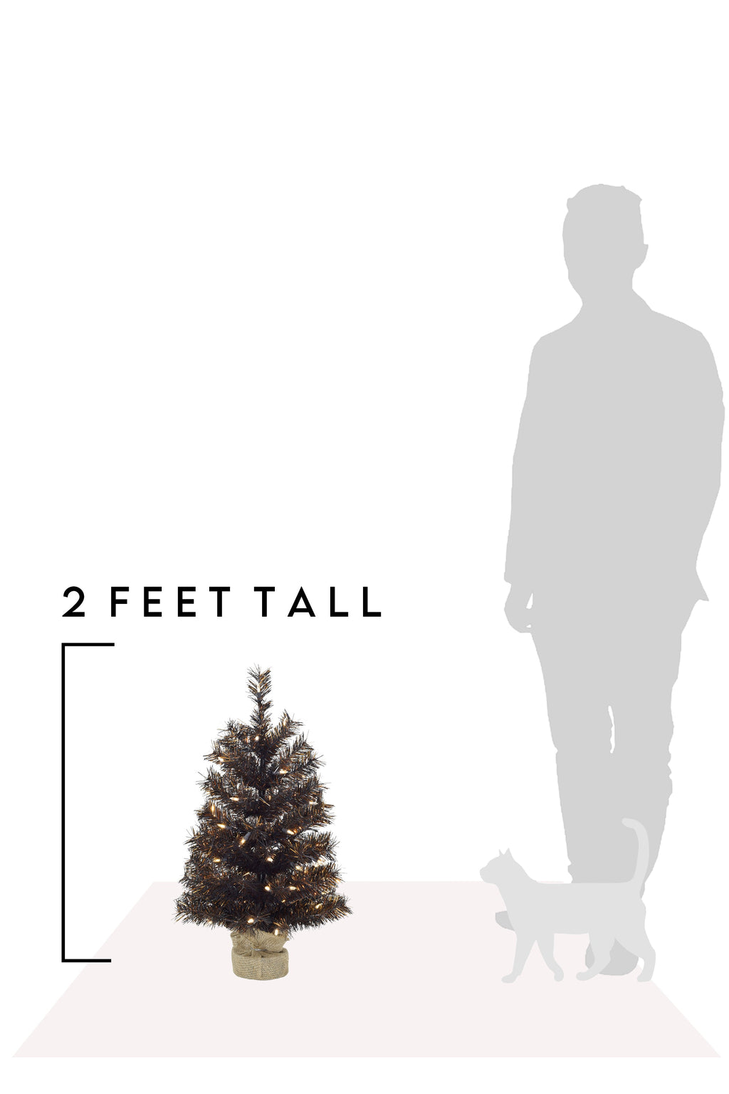 24" Tabletop Matte Black Gold Tinsel Halloween Tree
