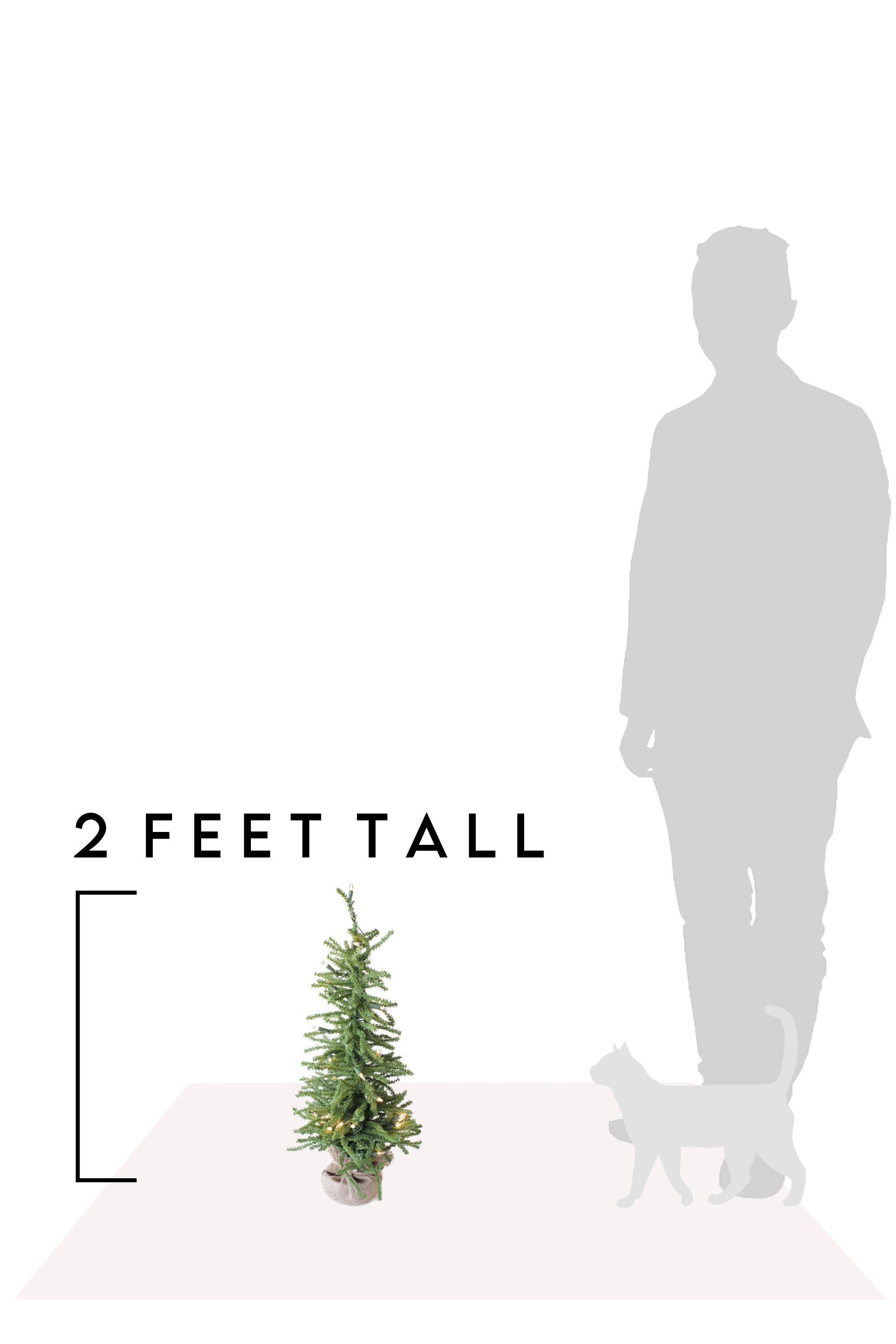 2' Pre-Lit Green Burlap Base Christmas Tree