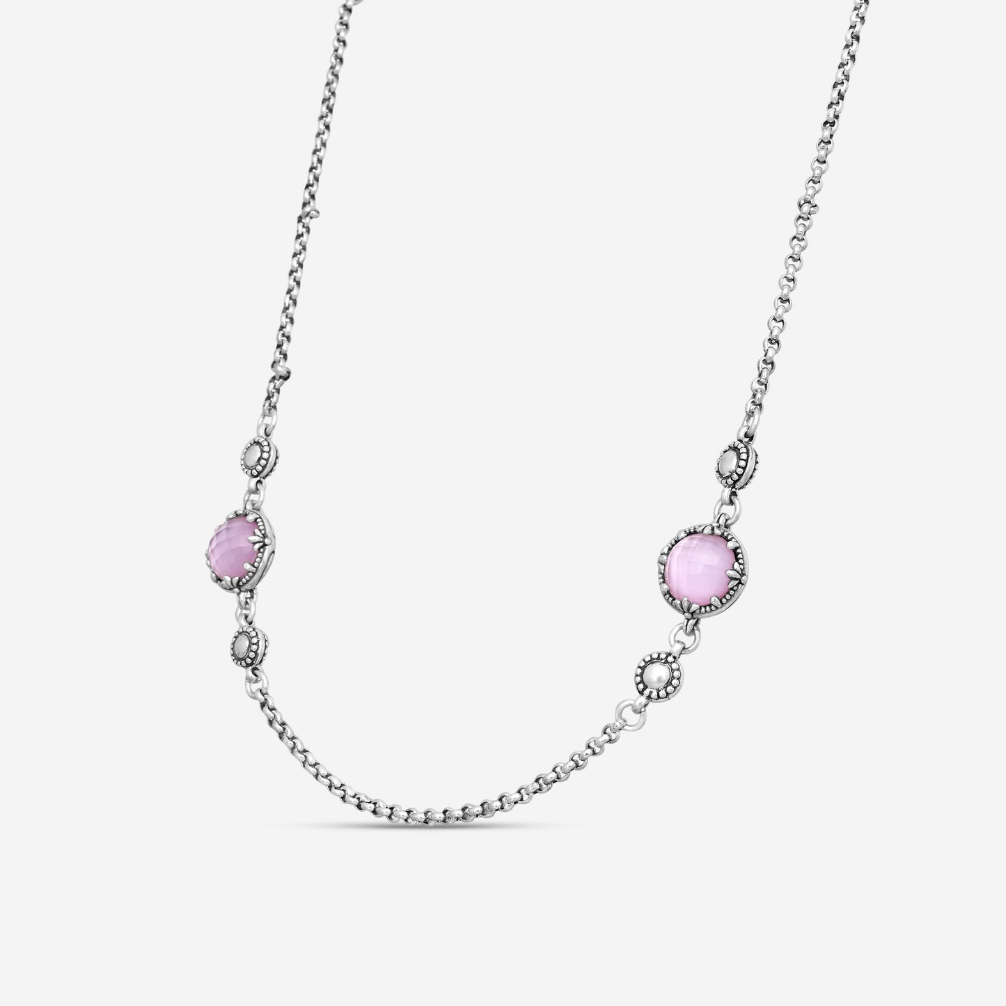 KONSTANTINO – “Gen K 2” Sterling Silver, Pink Corundum Doublet Necklace (PCD: 8 mm) – KOKJ501-131-652-18 2U

Chain Length: 18.0 in.