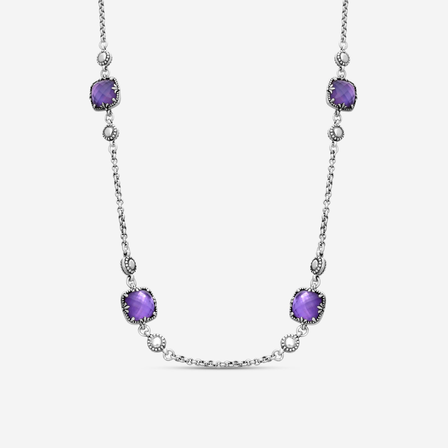 KONSTANTINO – “Gen K 2” Sterling Silver, Amethyst Triplet Necklace (AT: 8 mm) – KOKJ504-131-653-22 4U

Chain Length: 22.0 in.