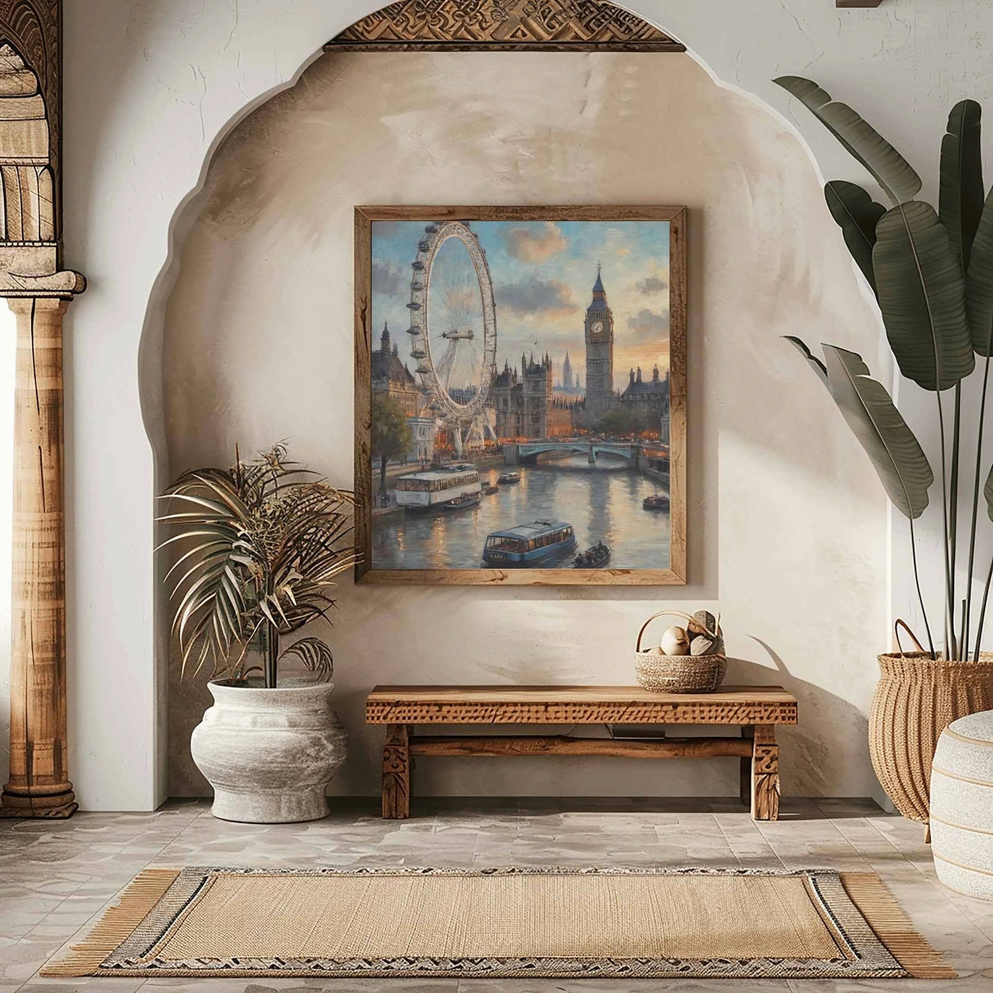 London Eye Horizon: Iconic Ferris Wheel & Westminster Panorama Oil Painting