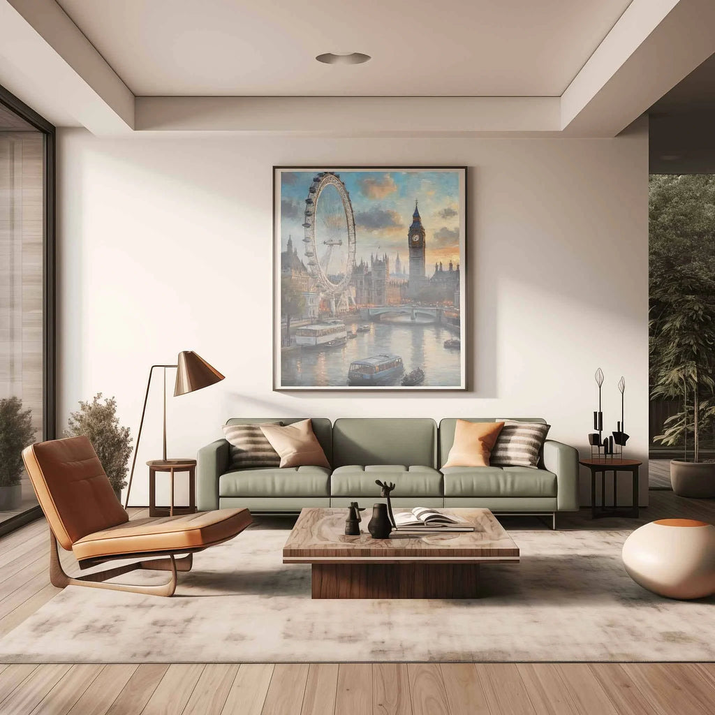 London Eye Horizon: Iconic Ferris Wheel & Westminster Panorama Oil Painting