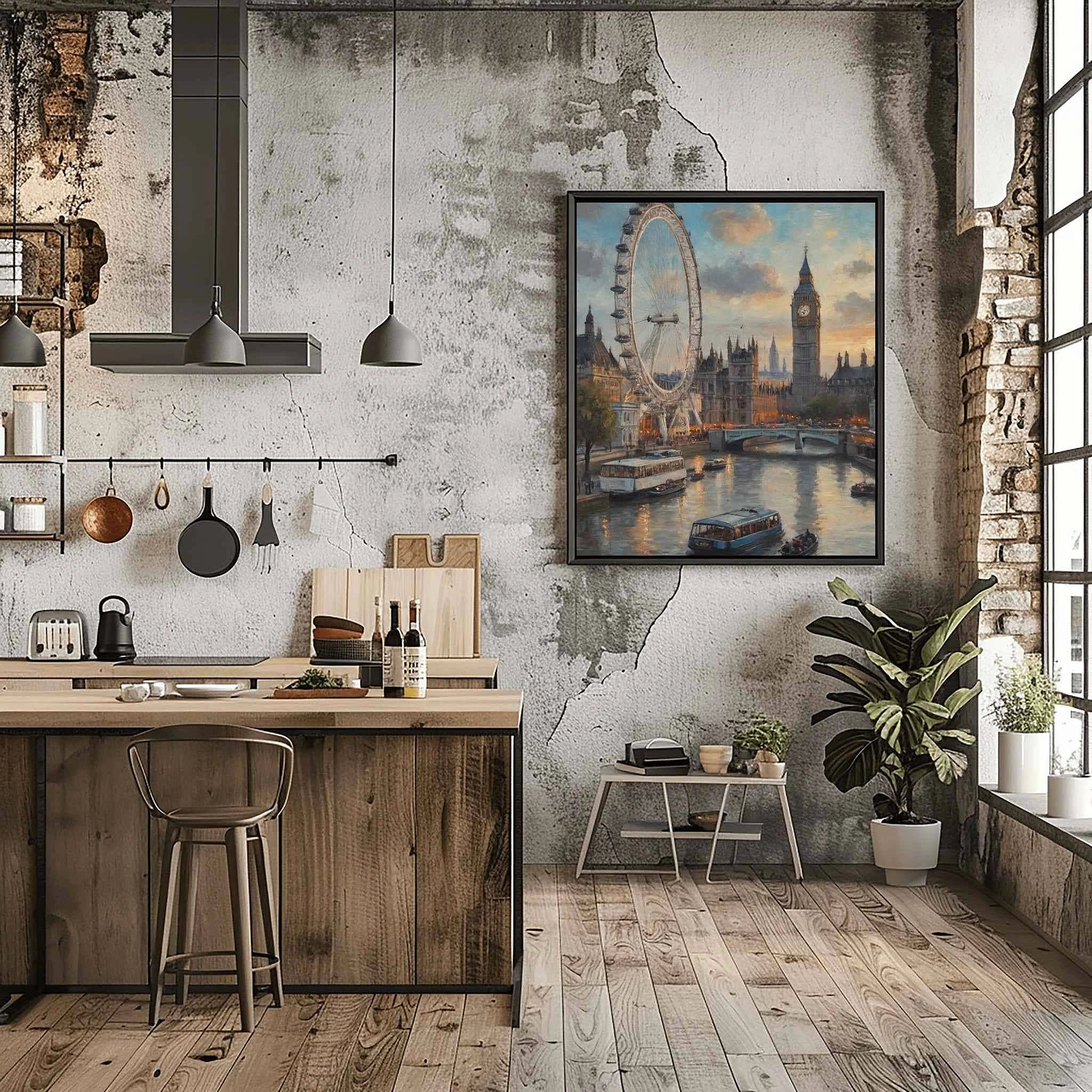 London Eye Horizon: Iconic Ferris Wheel & Westminster Panorama Oil Painting