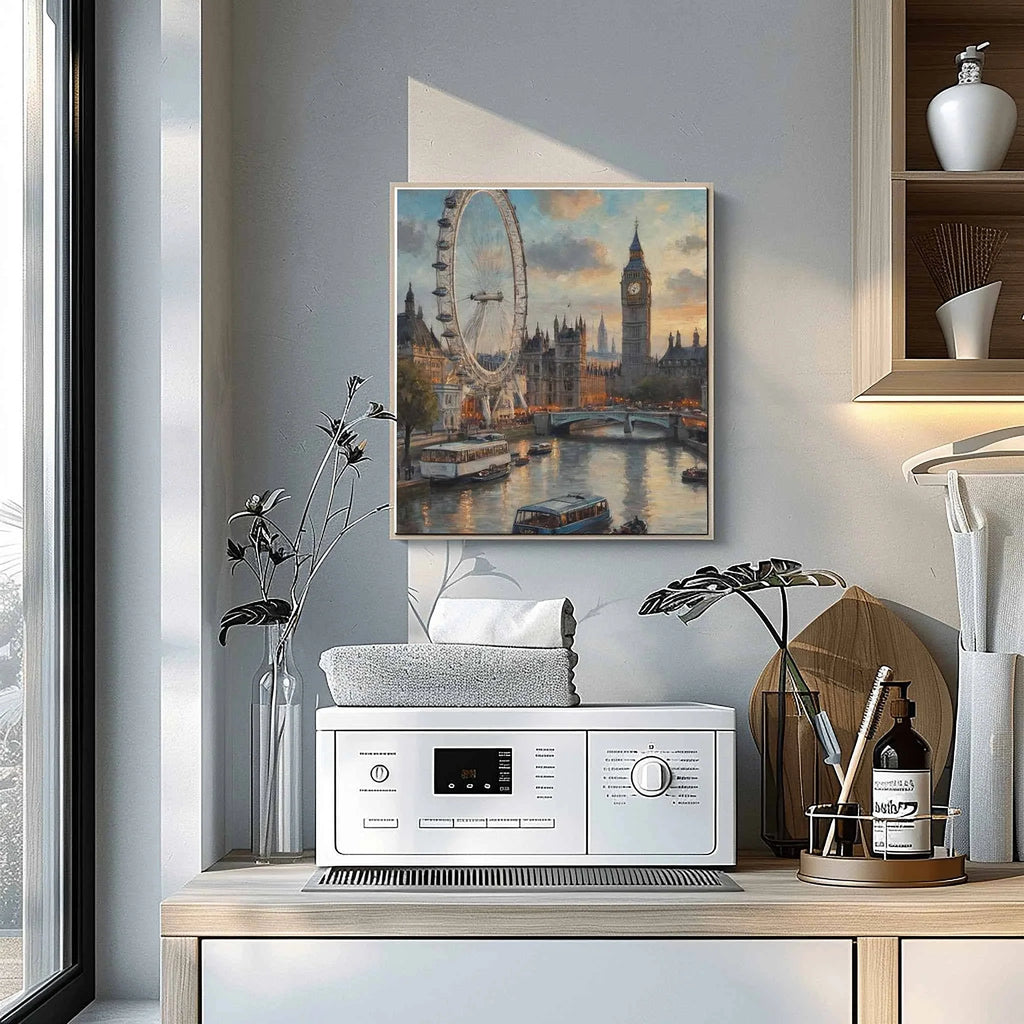 London Eye Horizon: Iconic Ferris Wheel & Westminster Panorama Oil Painting