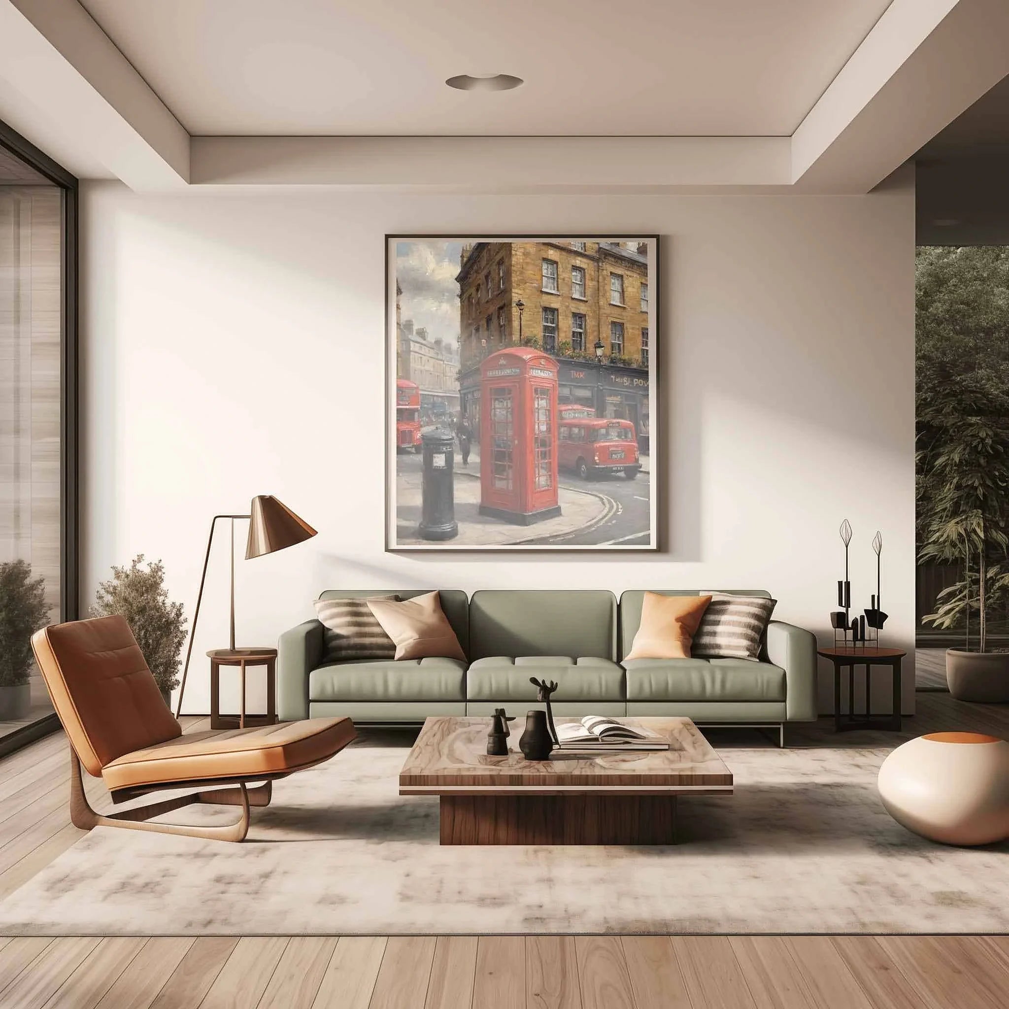 London Calling: Iconic Red Telephone Box & Classic City Street Oil Painting