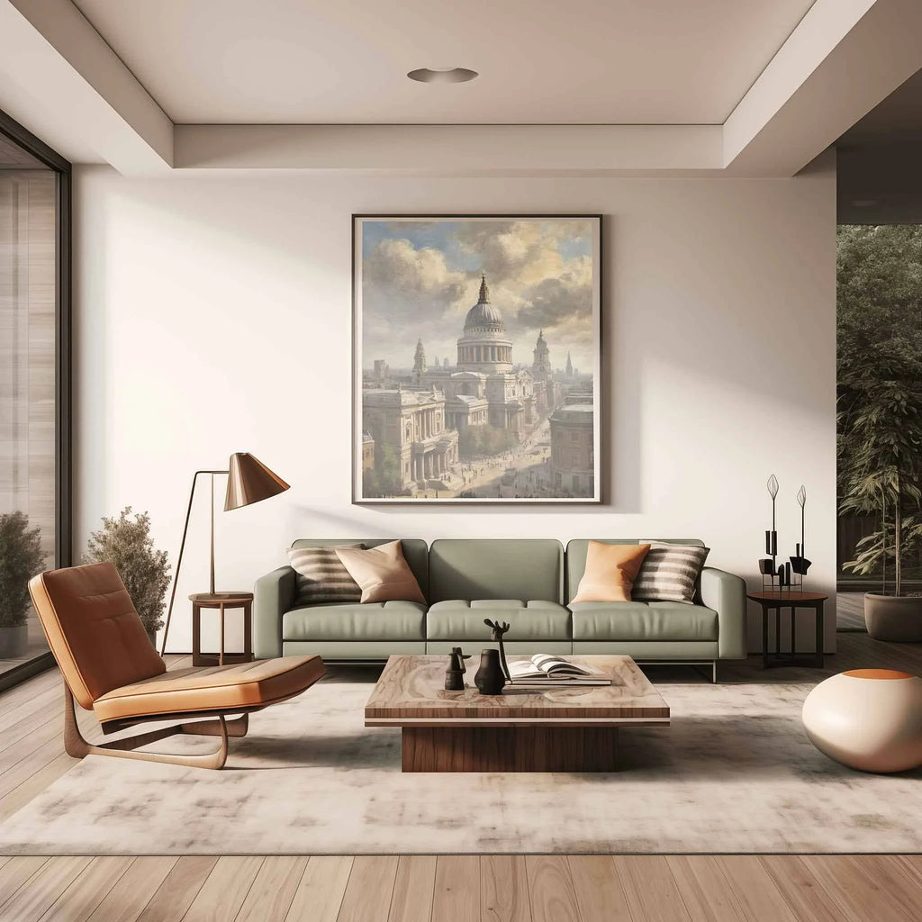 St. Paul's Majesty: Historic Cathedral & London Skyline Oil Painting