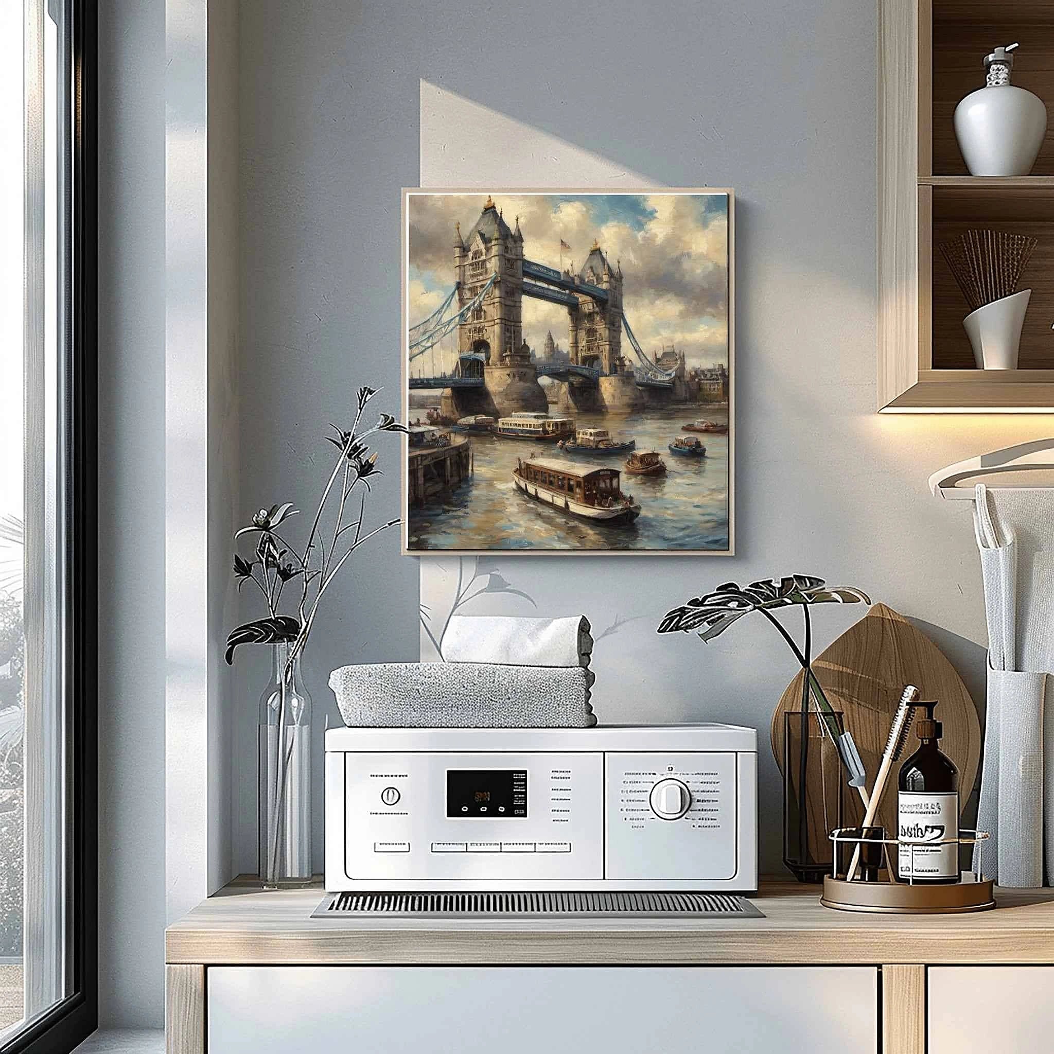 Tower Bridge Grandeur: Iconic London River Crossing Oil Painting