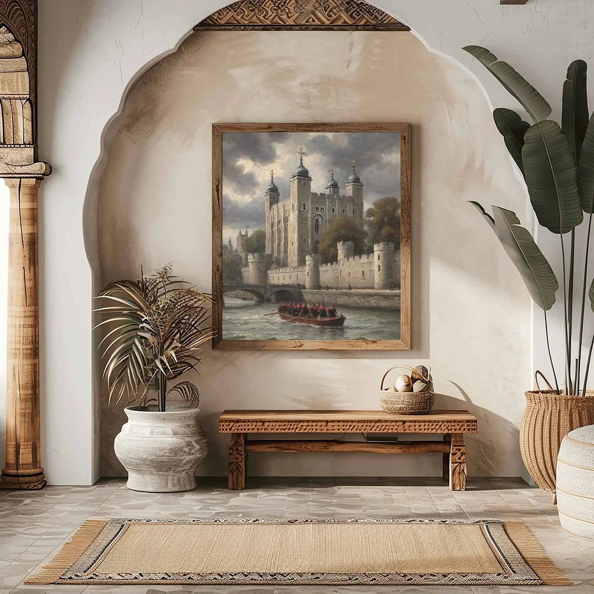 Tower of London Legacy: Historic Fortress & Thames River Oil Painting