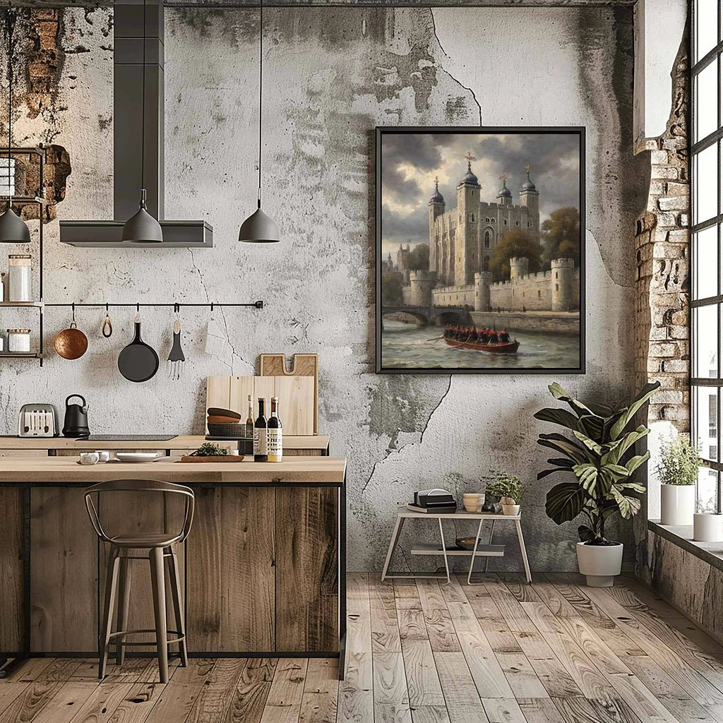 Tower of London Legacy: Historic Fortress & Thames River Oil Painting