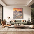 Hollywood Glow: Iconic Sign & Los Angeles Skyline Sunset Oil Painting