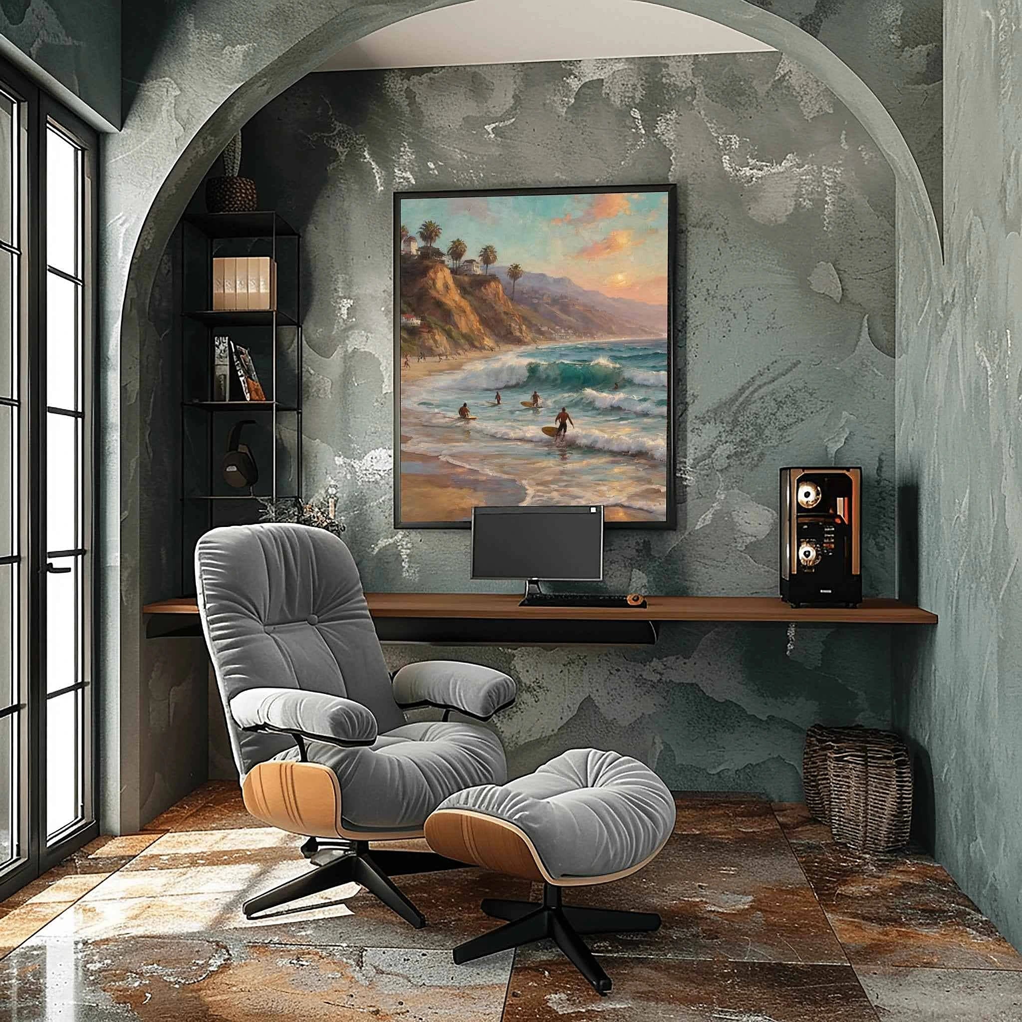 Malibu Surf Sunset: Iconic California Beach & Pacific Ocean Oil Painting