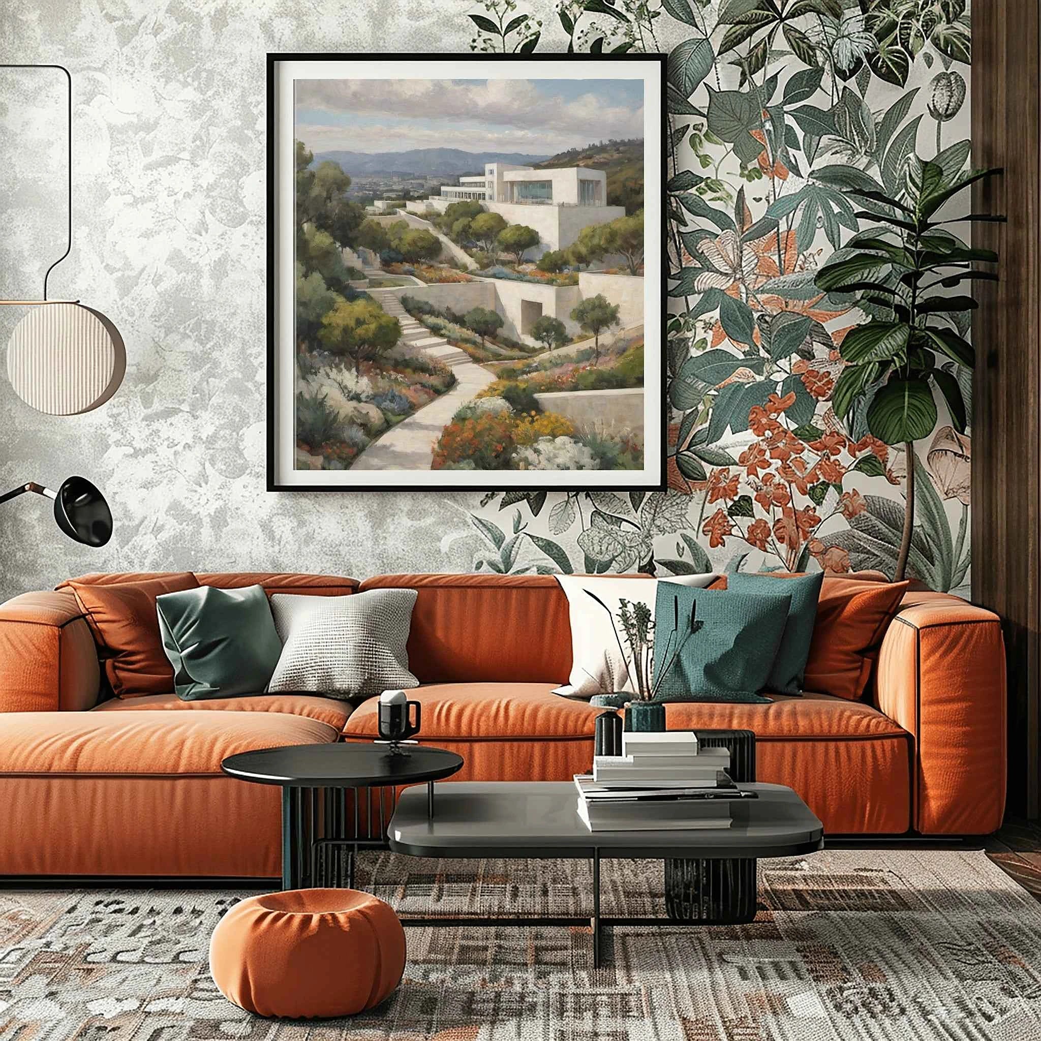 The Getty Zen: Modern Architecture & Artistic Gardens of Los Angeles Oil Painting