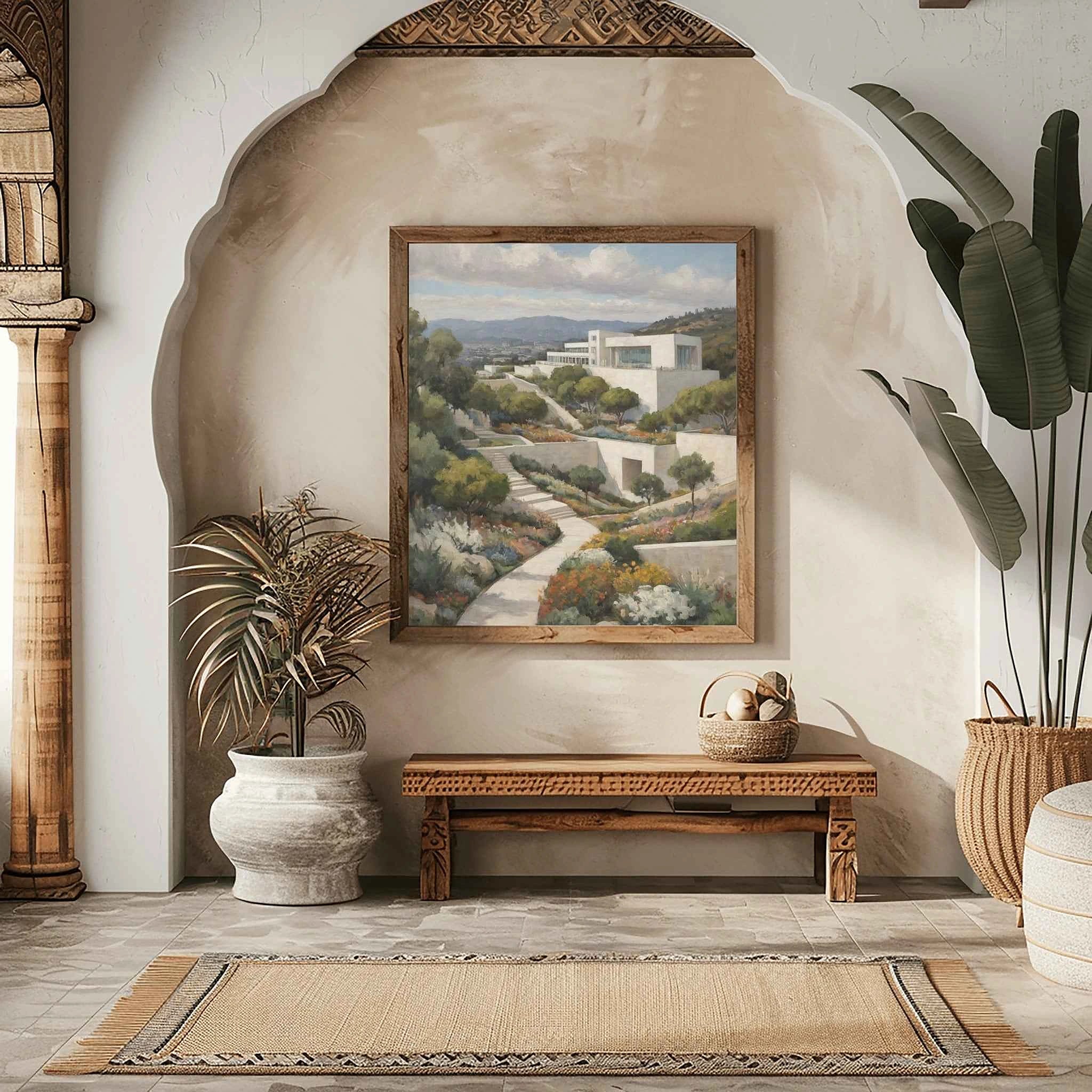 The Getty Zen: Modern Architecture & Artistic Gardens of Los Angeles Oil Painting