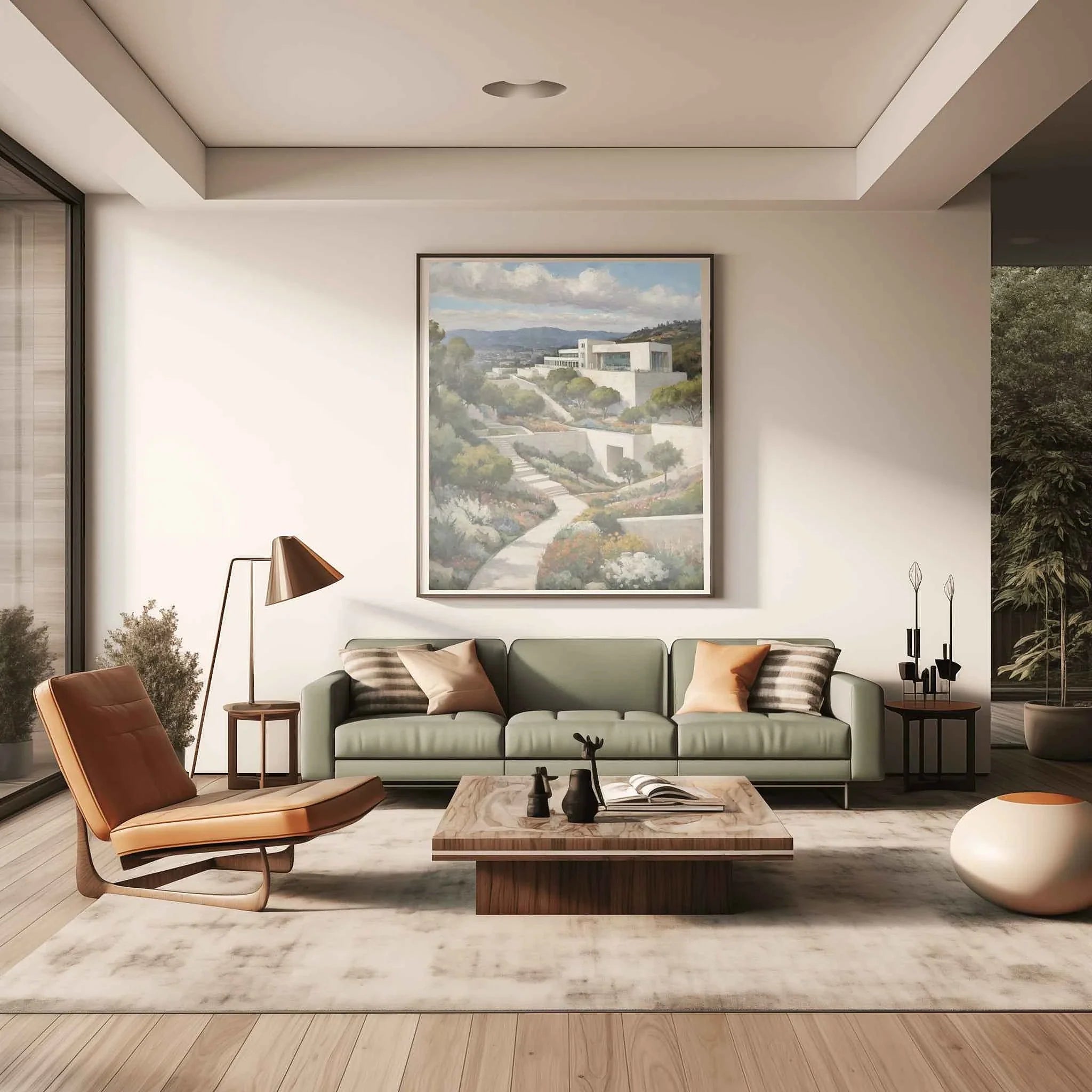 The Getty Zen: Modern Architecture & Artistic Gardens of Los Angeles Oil Painting