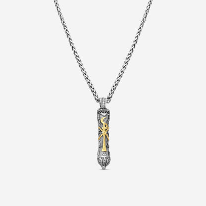 KONSTANTINO - "Stavros" Sterling Silver & 18k Yellow Gold, Spinel Pendant (SPN: 0.255ct) - MEKJ677-130

Pendant Dimensions: 2.38 x 0.38 in.
S/S Chain Included:CHKJ6-131-22 (Length - 22in.)