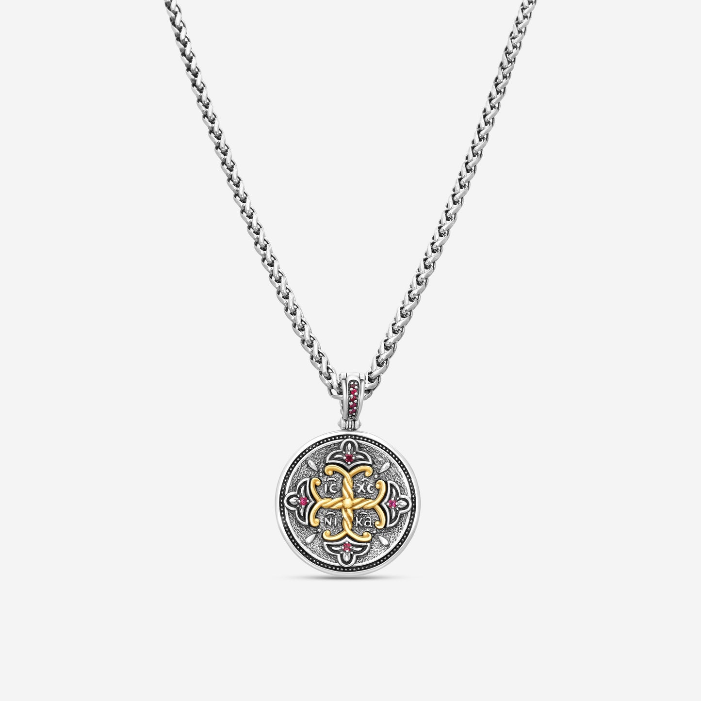KONSTANTINO - "Dome" Sterling Silver & 18k Yellow Gold, Corundum Pendant (COR: 1.25mm) - MEKJ737-538

Pendant Dimensions: 1.75 x 1.25 in.
S/S Chain Included:CHKJ6-131-20 (Length - 20in.)