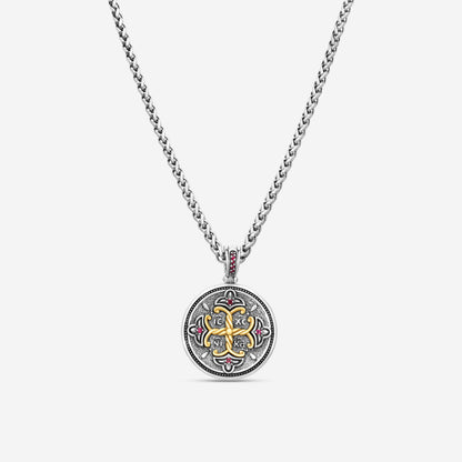 KONSTANTINO - "Dome" Sterling Silver & 18k Yellow Gold, Corundum Pendant (COR: 1.25mm) - MEKJ737-538

Pendant Dimensions: 1.75 x 1.25 in.
S/S Chain Included:CHKJ6-131-20 (Length - 20in.)