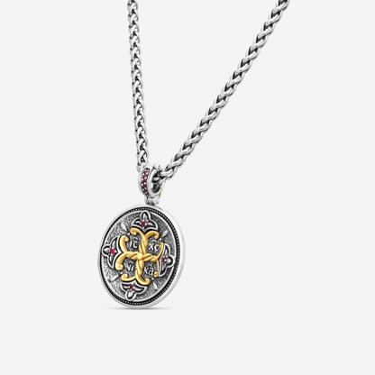 KONSTANTINO - "Dome" Sterling Silver & 18k Yellow Gold, Corundum Pendant (COR: 1.25mm) - MEKJ737-538

Pendant Dimensions: 1.75 x 1.25 in.
S/S Chain Included:CHKJ6-131-20 (Length - 20in.)