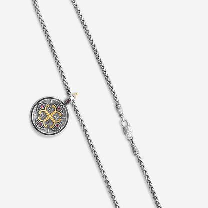 KONSTANTINO - "Dome" Sterling Silver & 18k Yellow Gold, Corundum Pendant (COR: 1.25mm) - MEKJ737-538

Pendant Dimensions: 1.75 x 1.25 in.
S/S Chain Included:CHKJ6-131-20 (Length - 20in.)