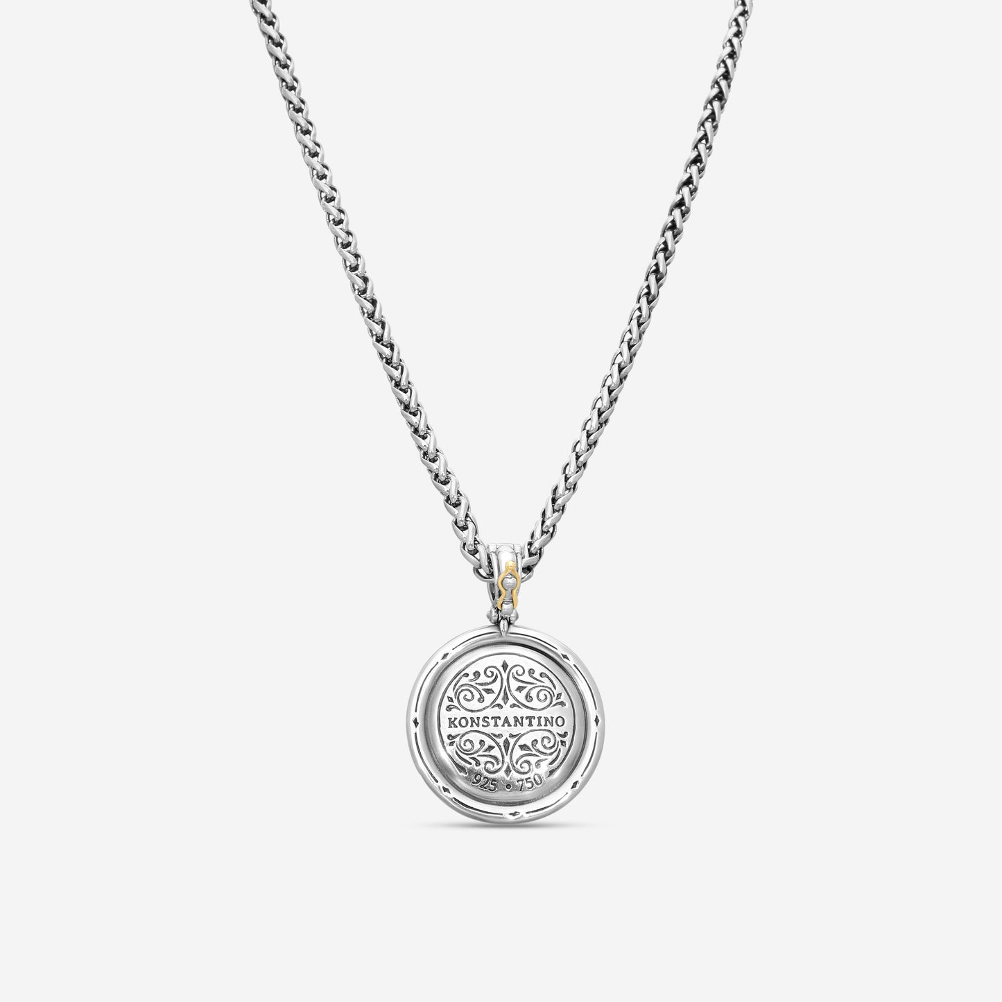 KONSTANTINO - "Dome" Sterling Silver & 18k Yellow Gold, Corundum Pendant (COR: 1.25mm) - MEKJ737-538

Pendant Dimensions: 1.75 x 1.25 in.
S/S Chain Included:CHKJ6-131-20 (Length - 20in.)