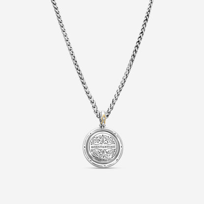 KONSTANTINO - "Dome" Sterling Silver & 18k Yellow Gold, Corundum Pendant (COR: 1.25mm) - MEKJ737-538

Pendant Dimensions: 1.75 x 1.25 in.
S/S Chain Included:CHKJ6-131-20 (Length - 20in.)