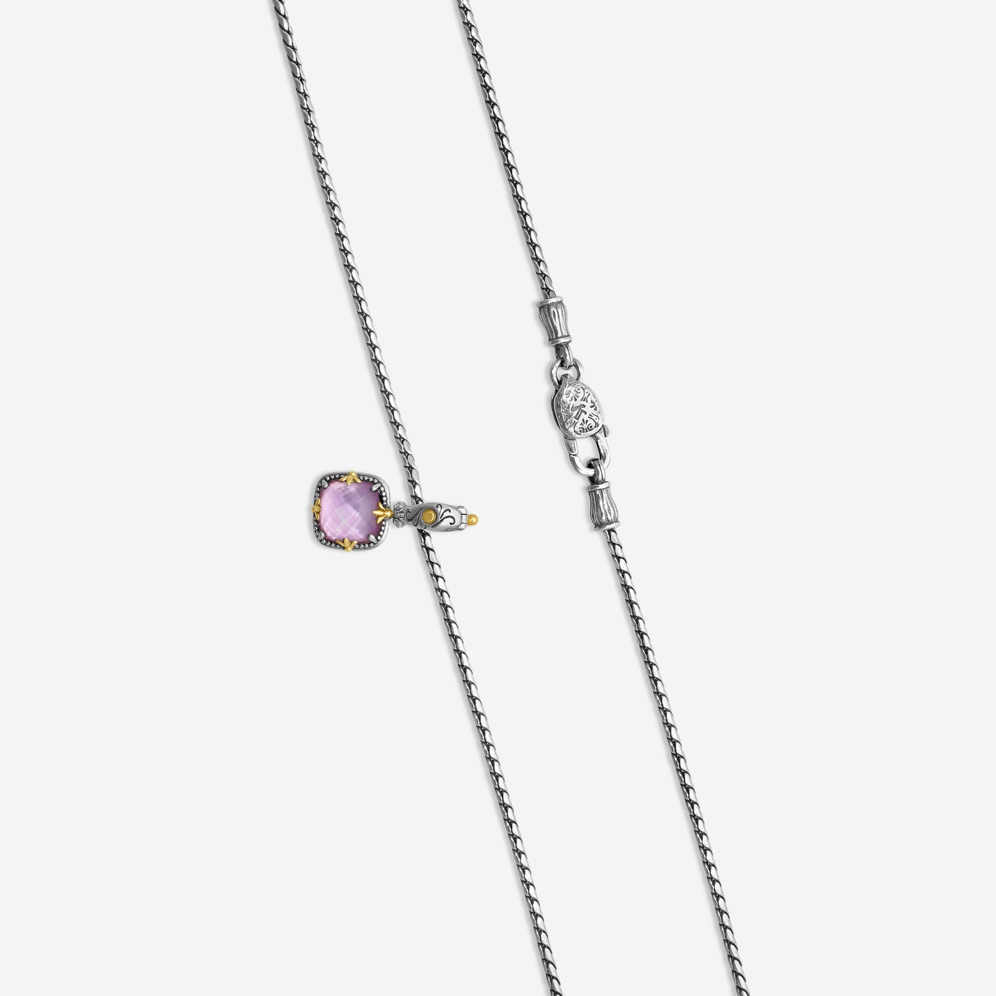 KONSTANTINO - "Gen K 2" Sterling Silver & 18k Yellow Gold, Pink Corundum Doublet Pendant (COR: 10mm) - MEKJ763-652

Pendant Dimensions: 1.00 x 0.50 in.
S/S Chain Included:CHKJ22-131-18 (Length - 18in.)