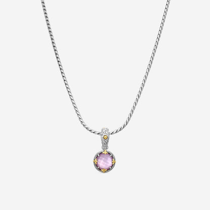 KONSTANTINO - "Gen K 2" Sterling Silver & 18k Yellow Gold, Pink Corundum Doublet Pendant (COR: 10mm) - MEKJ764-652

Pendant Dimensions: 1.00 x 0.50 in.
S/S Chain Included:CHKJ22-131-18 (Length - 18in.)