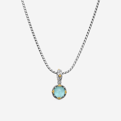 KONSTANTINO - "Gen K 2" Sterling Silver & 18k Yellow Gold, Aquamarine Triplet Pendant (AQM: 10mm) - MEKJ764-655

Pendant Dimensions: 1.00 x 0.50 in.
S/S Chain Included:CHKJ22-131-18 (Length - 18in.)