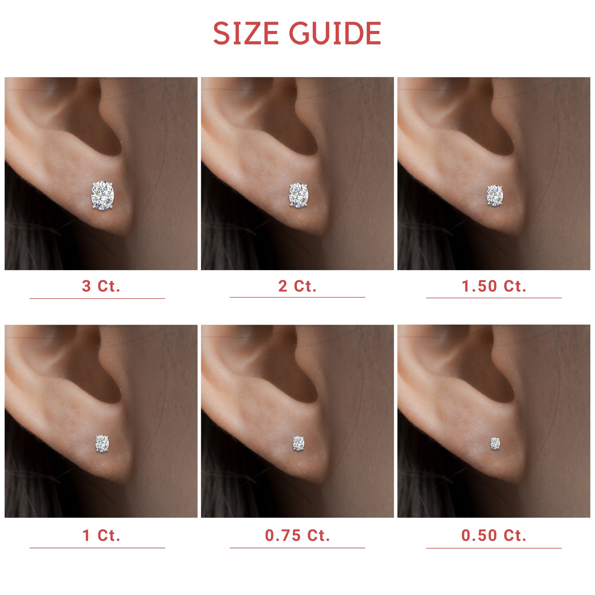 Stud Earring Basket Oval Shaped