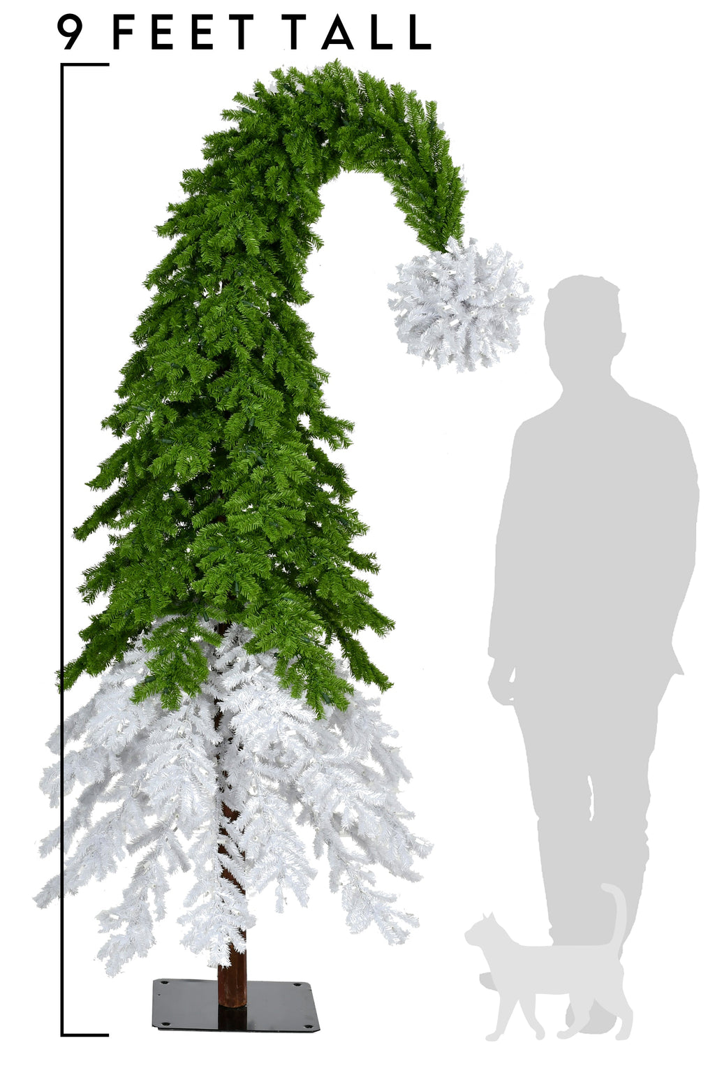 9' GREEN+WHITE TREE, 1992 TIPS, METAL STAND, DIA 44"