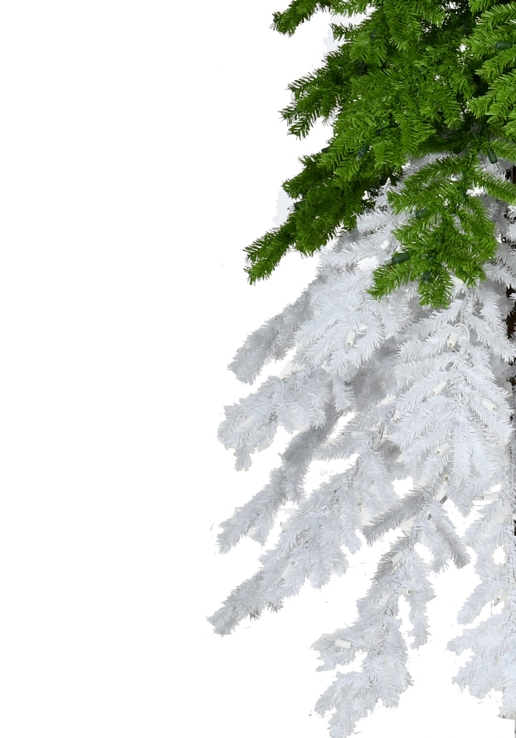 9' GREEN+WHITE TREE, 1992 TIPS, METAL STAND, DIA 44"