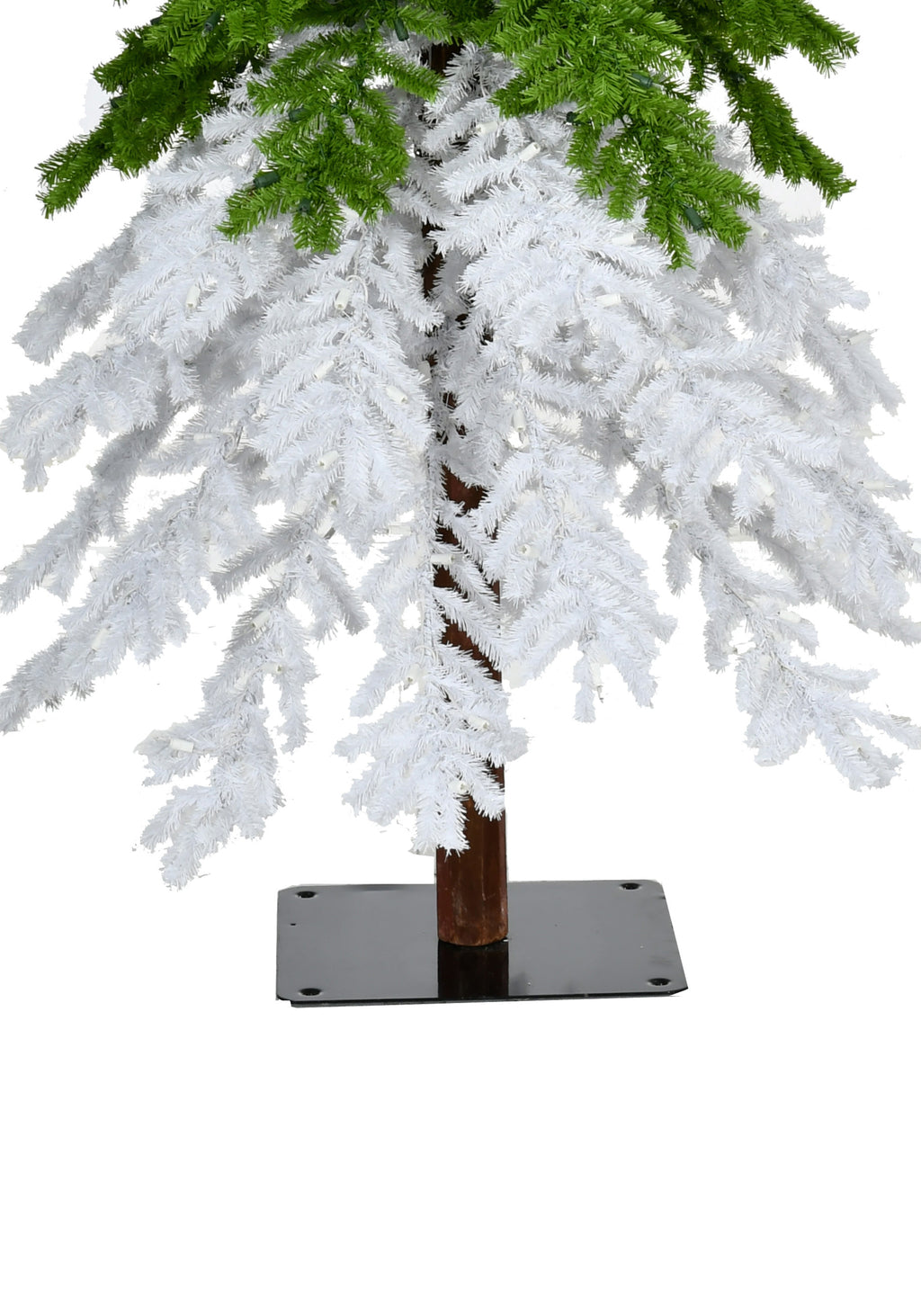 9' GREEN+WHITE TREE, 1992 TIPS, METAL STAND, DIA 44"