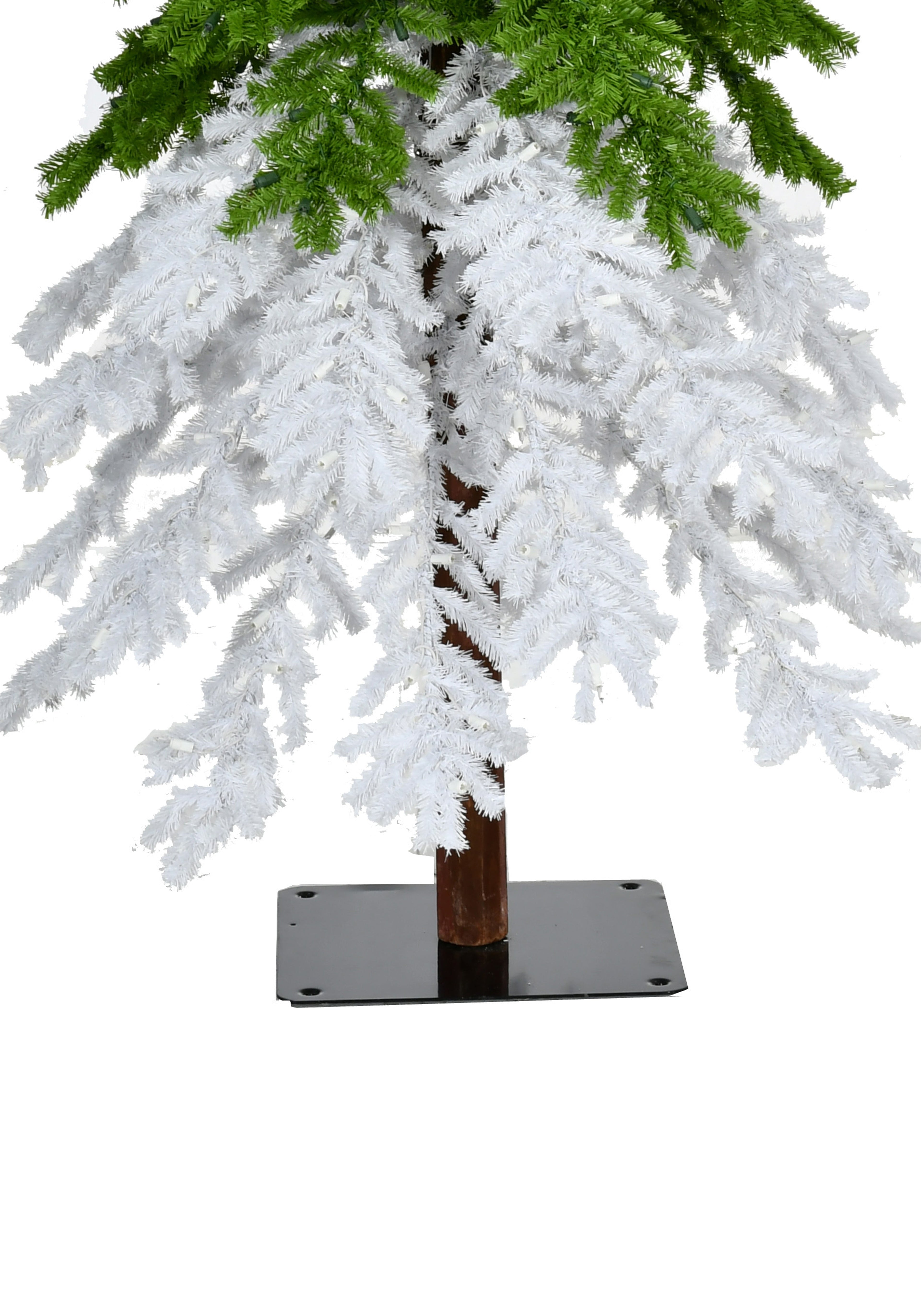 9' GREEN+WHITE TREE, 1992 TIPS, METAL STAND, DIA 44"