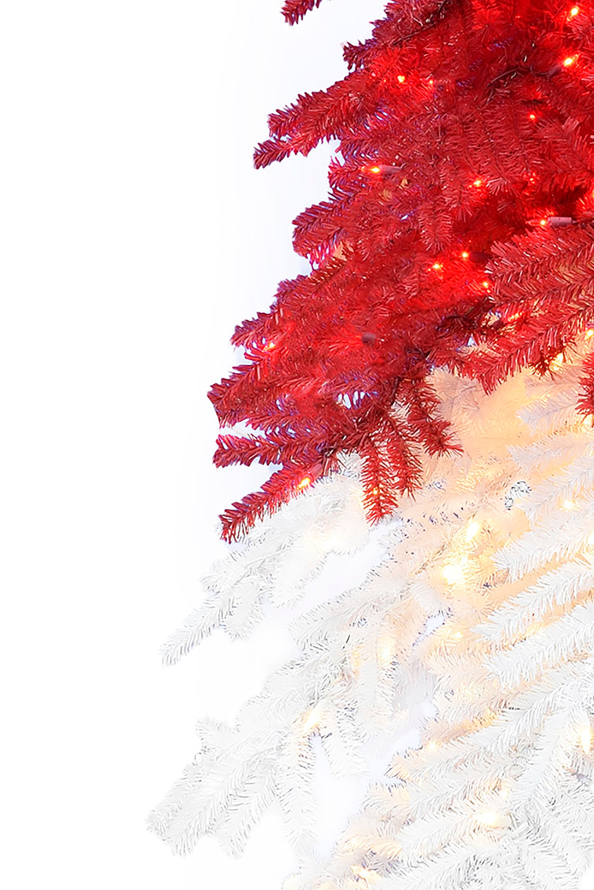 Pre-lit Santa Hat Christmas Tree with Red and Warm White Lights and Square Metal Base