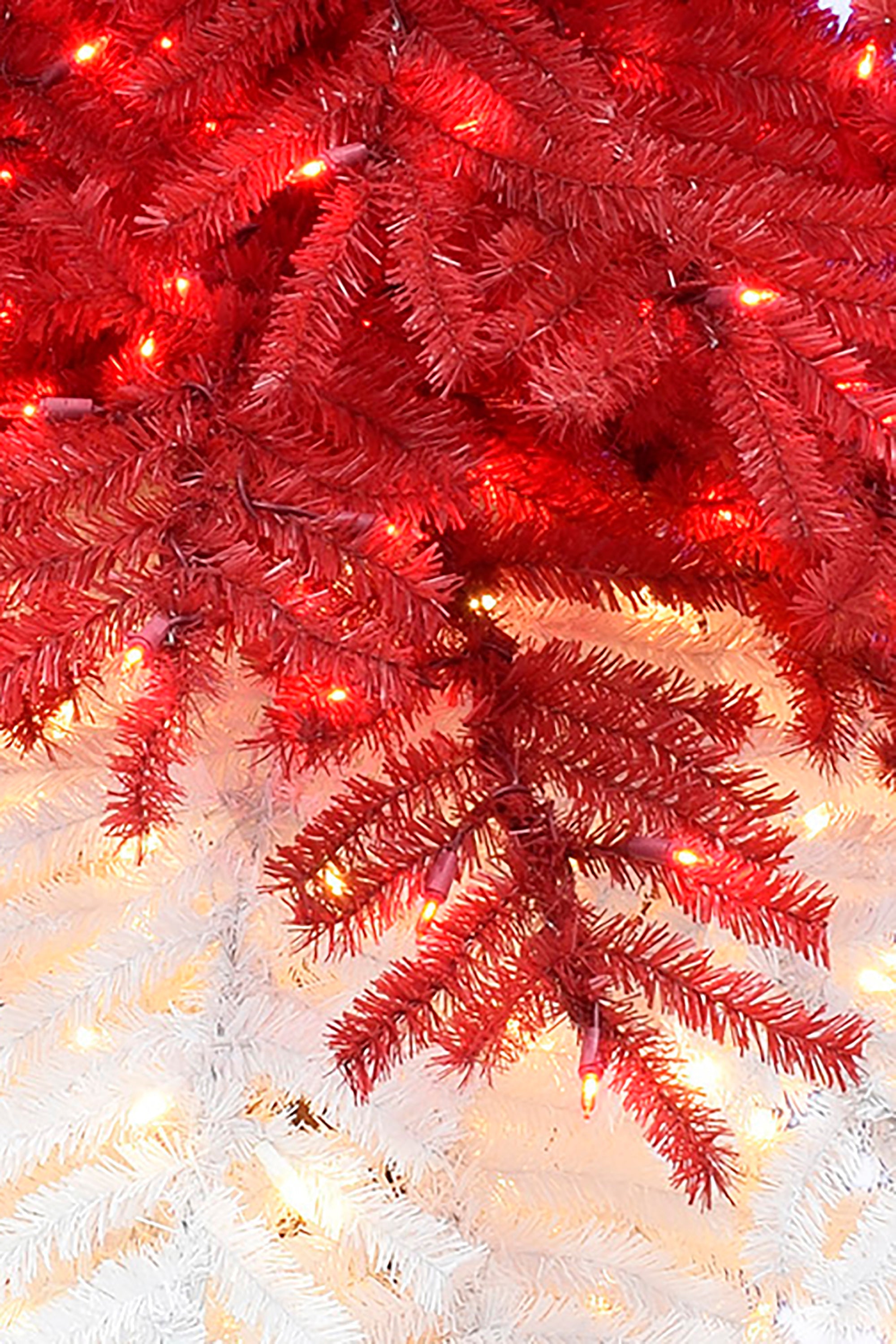 Pre-lit Santa Hat Christmas Tree with Red and Warm White Lights and Square Metal Base