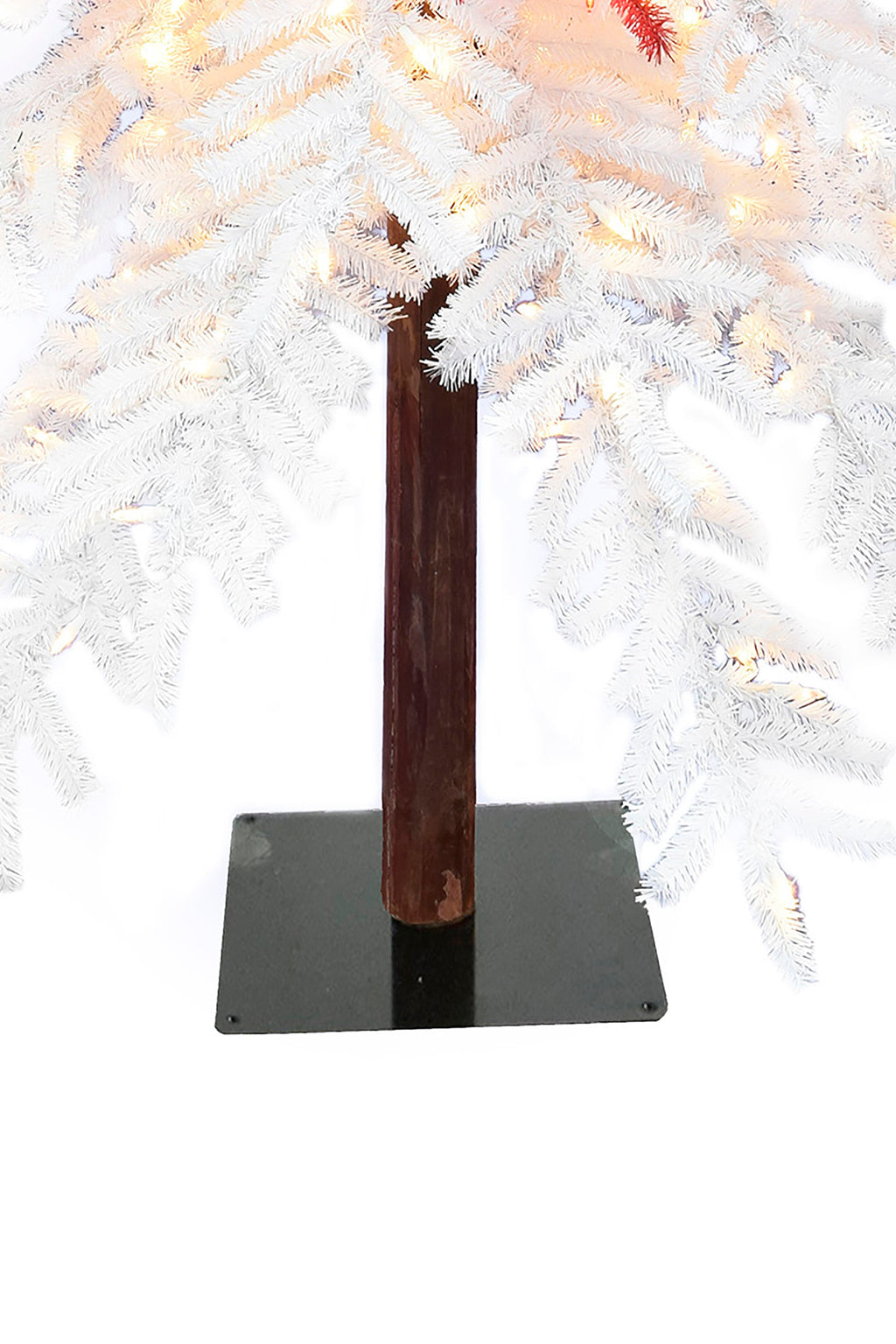 Pre-lit Santa Hat Christmas Tree with Red and Warm White Lights and Square Metal Base