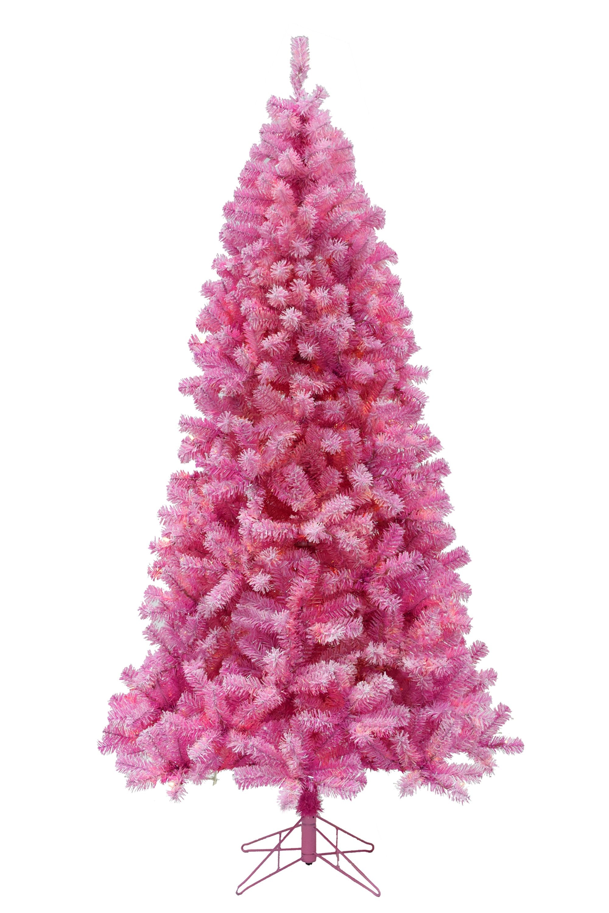 6.5' Pink & Silver Christmas Tree with Metal Stand